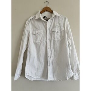 Helix Men's White Men's Button Down Shirt Causal Long Sleeves Size Large Spring